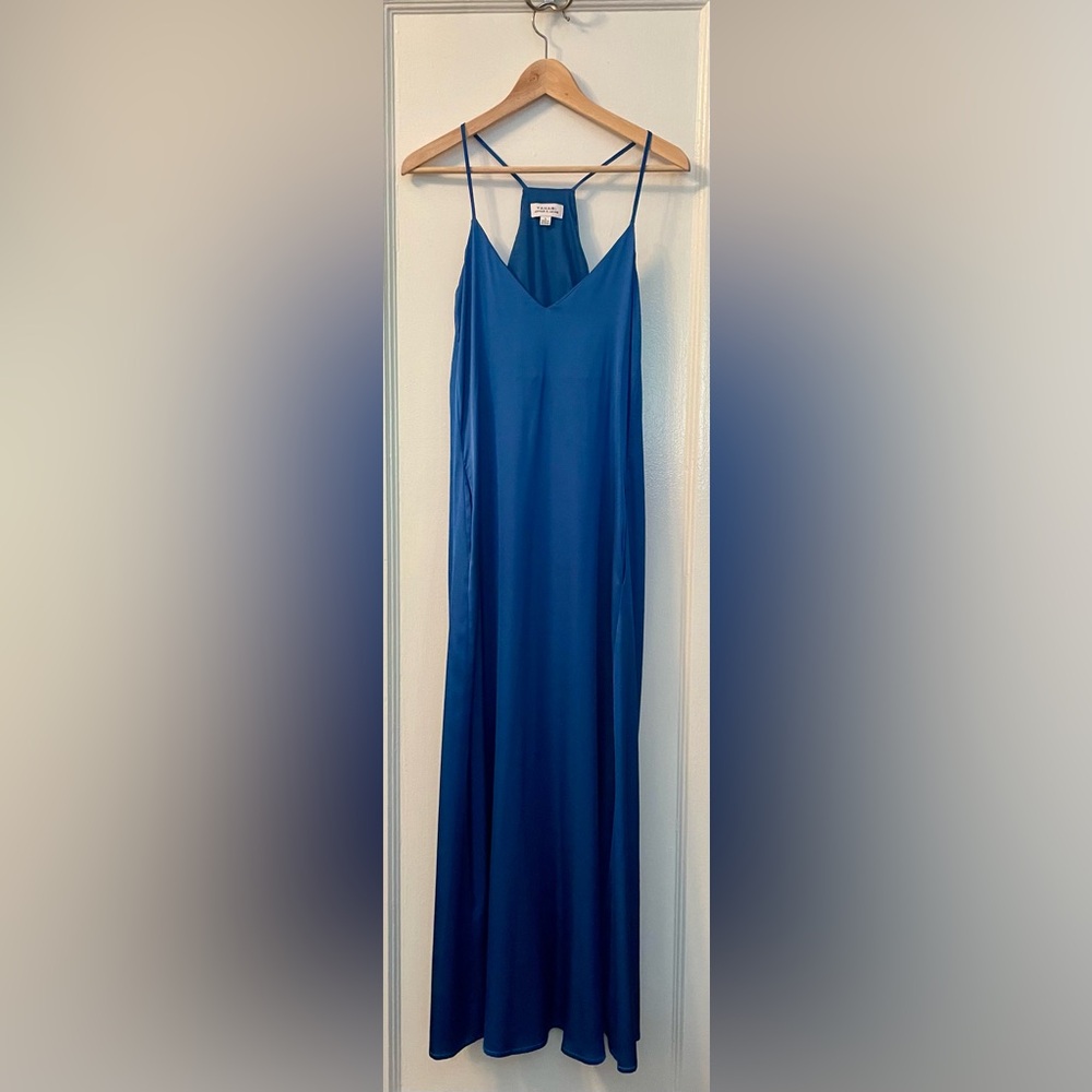 Tahari blue satin gown